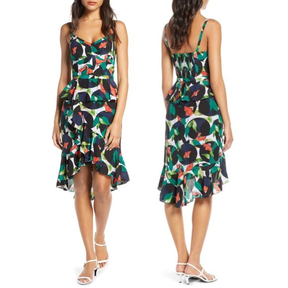 J. Crew Dresses & Skirts - J. Crew 100% Silk Ruffle Spaghetti Strap Tropical Dress Size 8 NEW